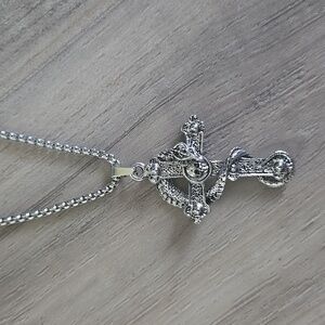 Vintage Dragon Skull Cross Mystical Punk Style Stainless Steel Pendant Necklace